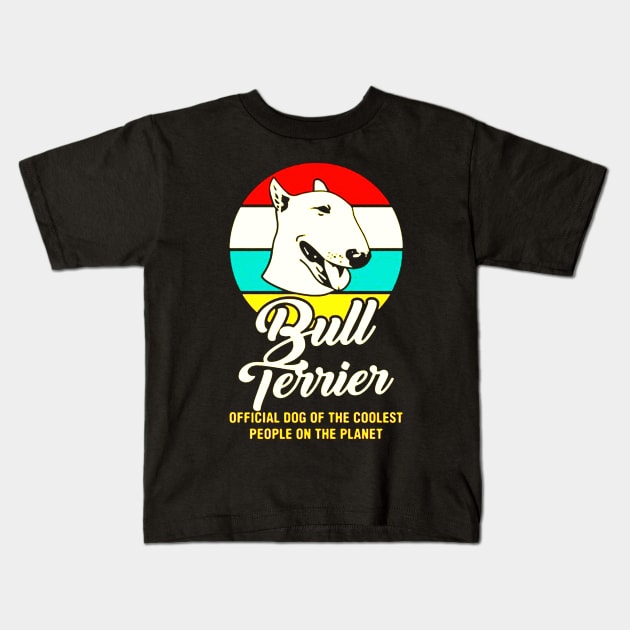 Funny Bull Terrier Dog Vintage Retro Kids T-Shirt by fadetsunset